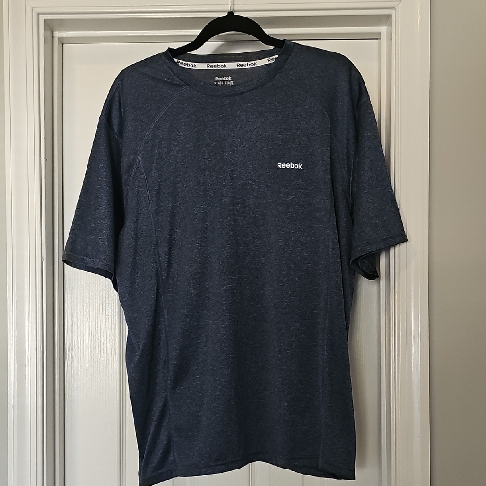 Reebok Men's Blue Short Sleeve T-Shirt Workout Wicking XL